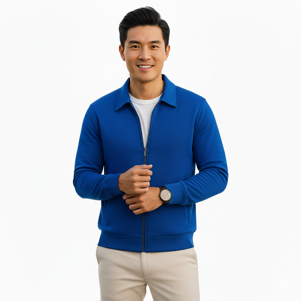 Men's Casual Long Sleeve Zipper Jacket with Pocket + Free Luxury Fashion Quartz Watch