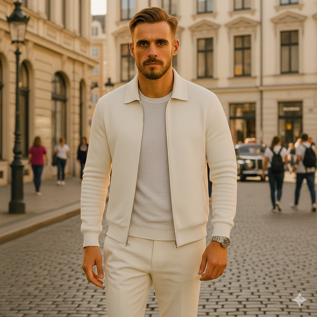 Men's Casual Long Sleeve Zipper Jacket with Pocket + Free Luxury Fashion Quartz Watch