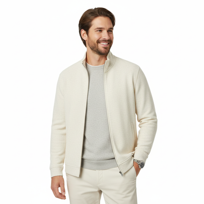 Men's Casual Long Sleeve Zipper Jacket with Pocket + Free Luxury Fashion Quartz Watch