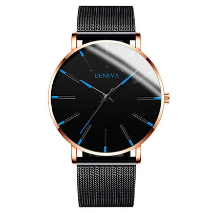 2025 New Fashion Mens Watch Luxury Ultra Thin Stainless Steel Mesh Strap Quartz Watch Rose Gold Watches for Men Reloj Hombre