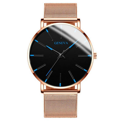 2025 New Fashion Mens Watch Luxury Ultra Thin Stainless Steel Mesh Strap Quartz Watch Rose Gold Watches for Men Reloj Hombre