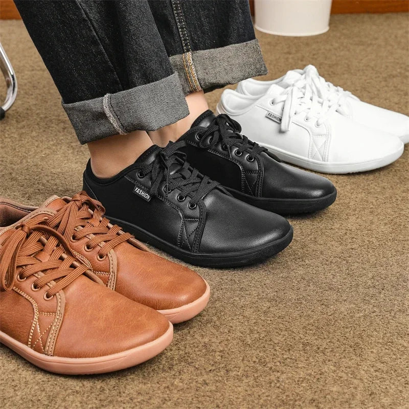 2024 Men Shoes New Flats Leather Walking Shoes Men Barefoot Wide-toed Shoes Wider Toe Casual Sneakes Large Size 47 48