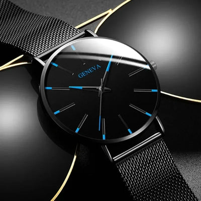 2025 New Fashion Mens Watch Luxury Ultra Thin Stainless Steel Mesh Strap Quartz Watch Rose Gold Watches for Men Reloj Hombre