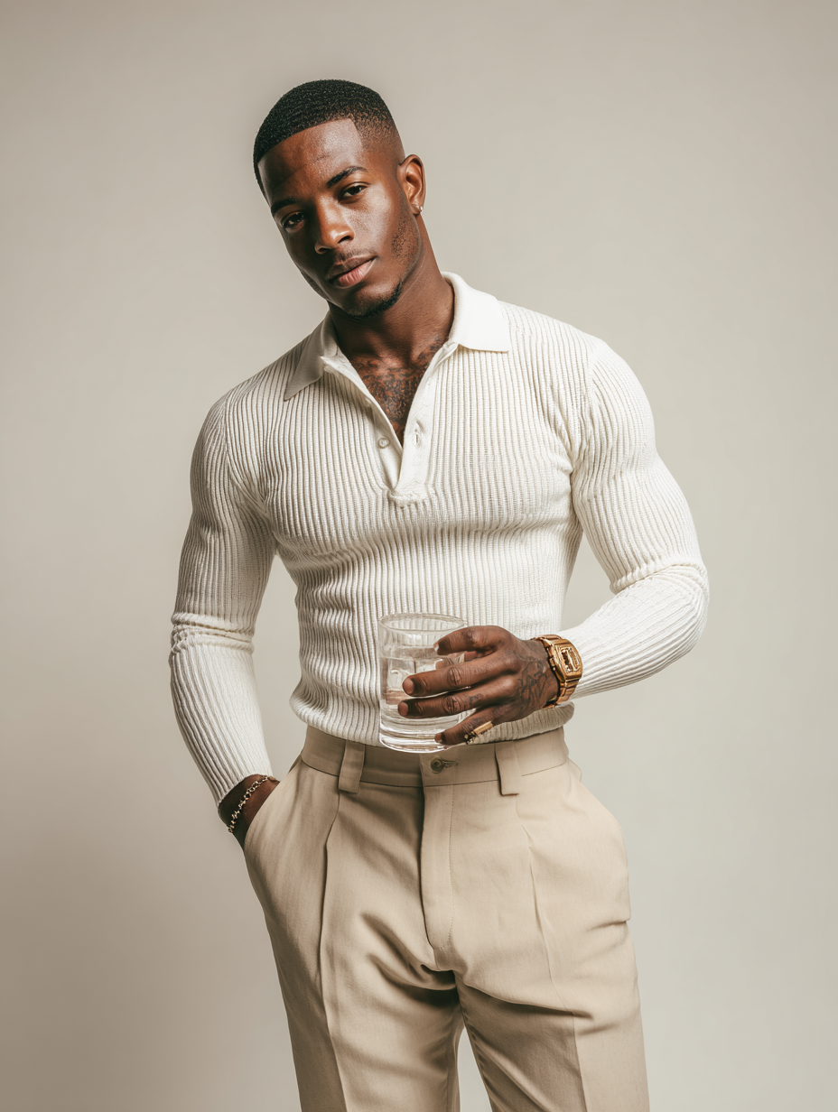 [Buy 1 Get 2] – Men’s Knitted Long Sleeve Polo Shirt, Striped Elastic Collar, Stylish Spring Autumn Sweater