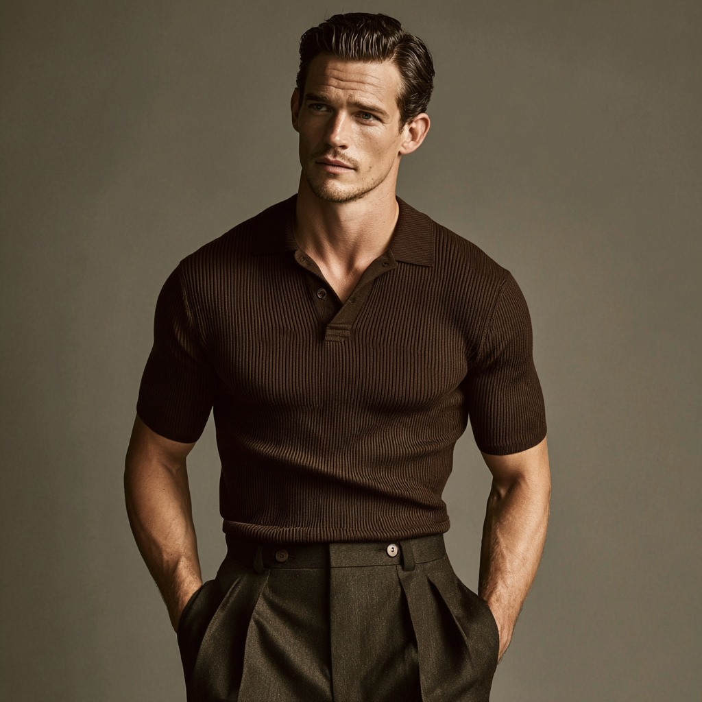 [Buy 1 Get 2] – Men’s Knitted Long Sleeve Polo Shirt, Striped Elastic Collar, Stylish Spring Autumn Sweater