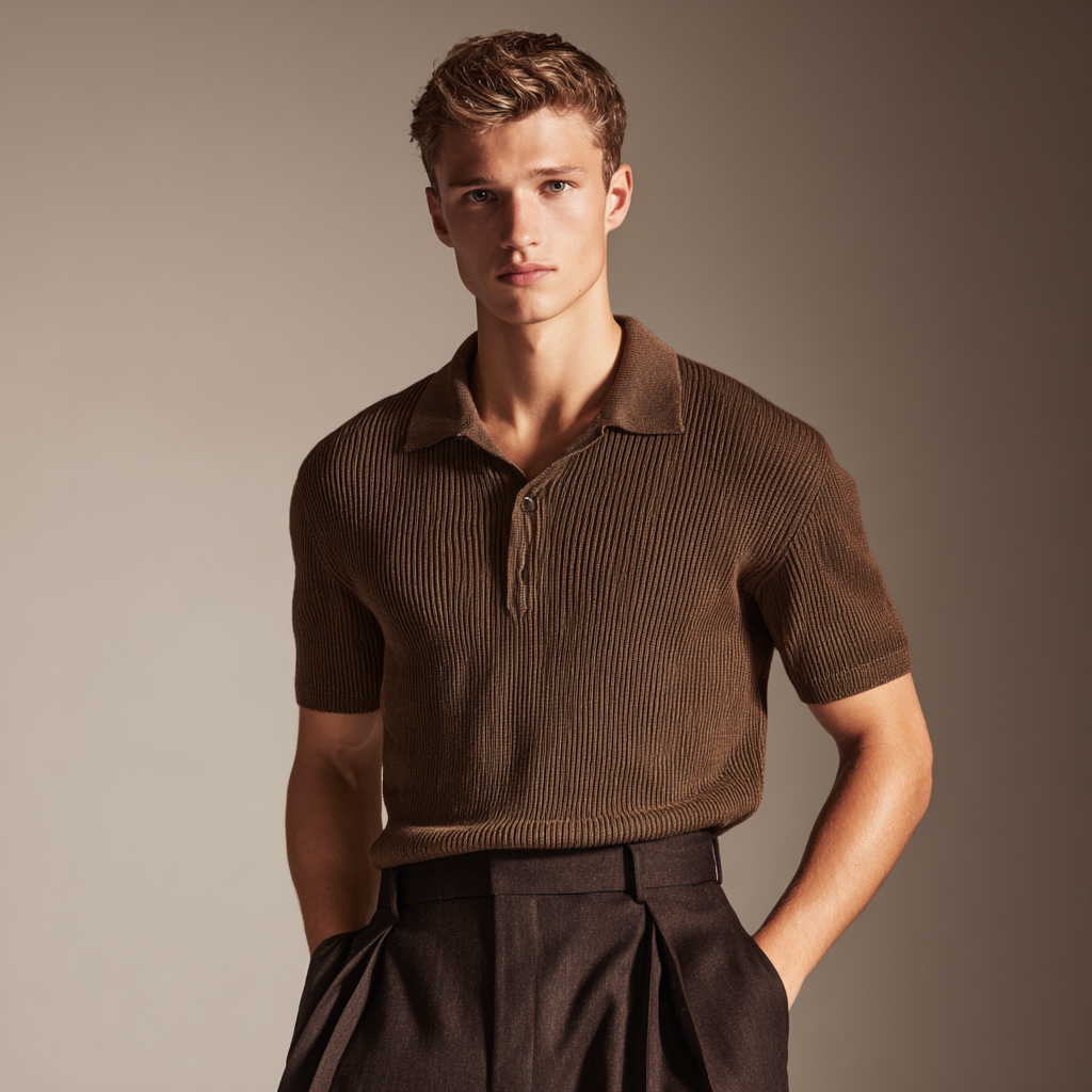 [Buy 1 Get 2] – Men’s Knitted Long Sleeve Polo Shirt, Striped Elastic Collar, Stylish Spring Autumn Sweater